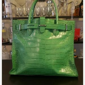 Genuine Furla Leather Green Tote